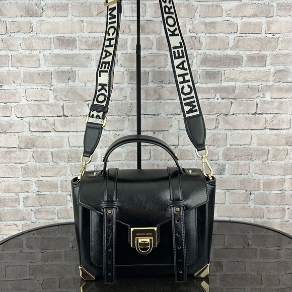 MICHAEL KORS MANHATTAN MEDIUM SATCHEL CROSSBODY SHOULDER BAG WALLET SET Metalic - Picture 7 of 8